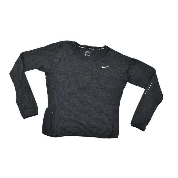 Nike Tops - Nike Dri-Fit Women Gray Black Long Sleeve Running Top Crewneck Size M Polyester